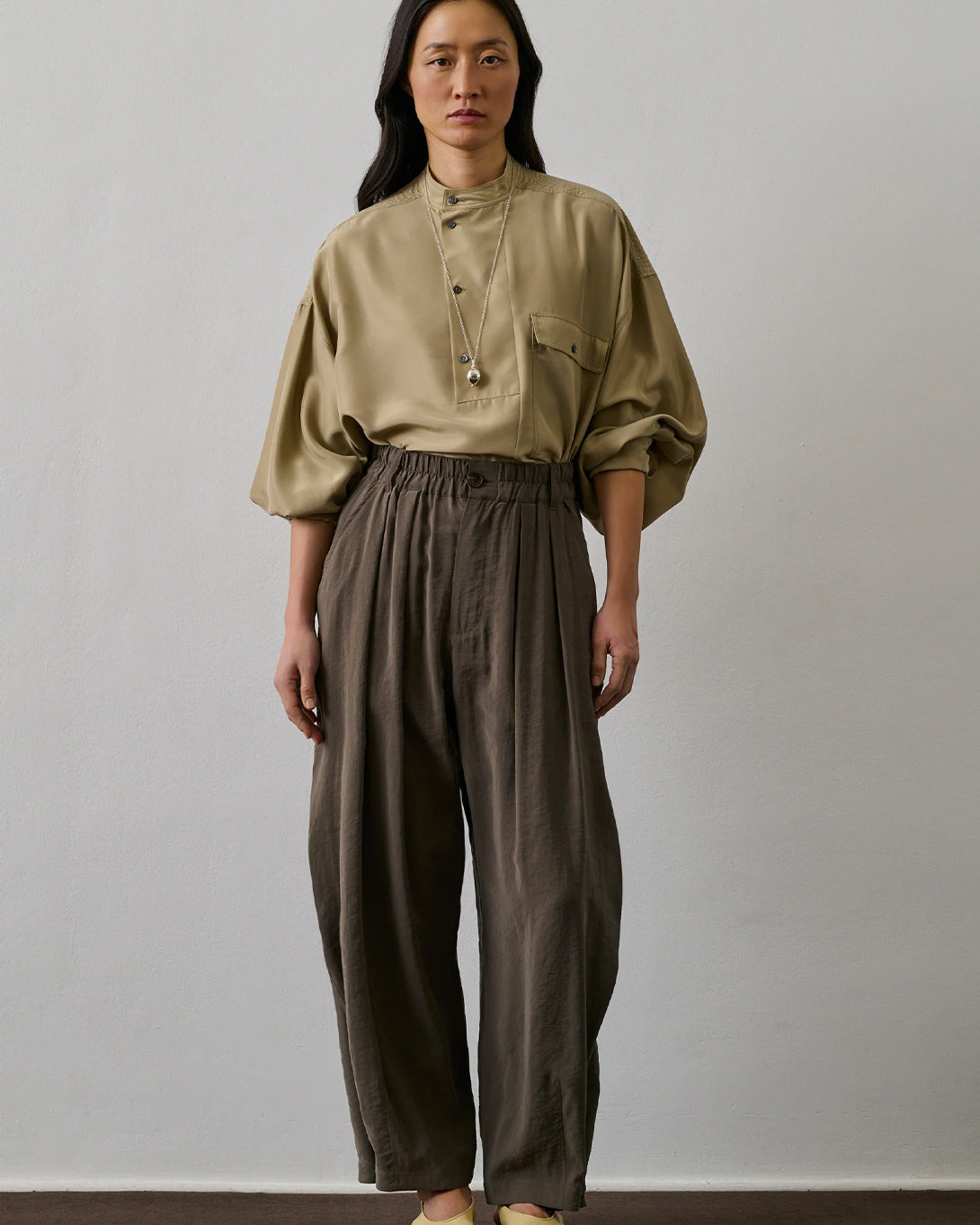 Taupe Vernon Womens Elastic Waist Trousers Soeur