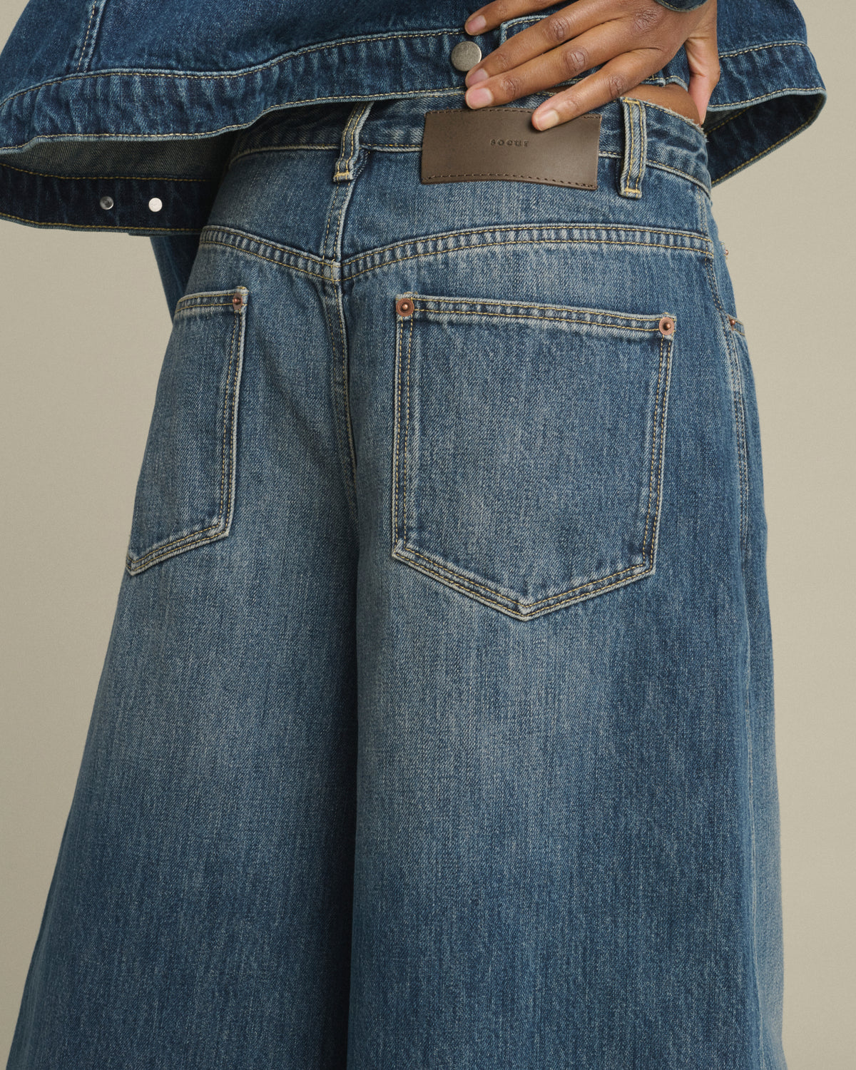 Denim Bleu Delave Joyce Womens Cropped Denim Pants Soeur Clothing