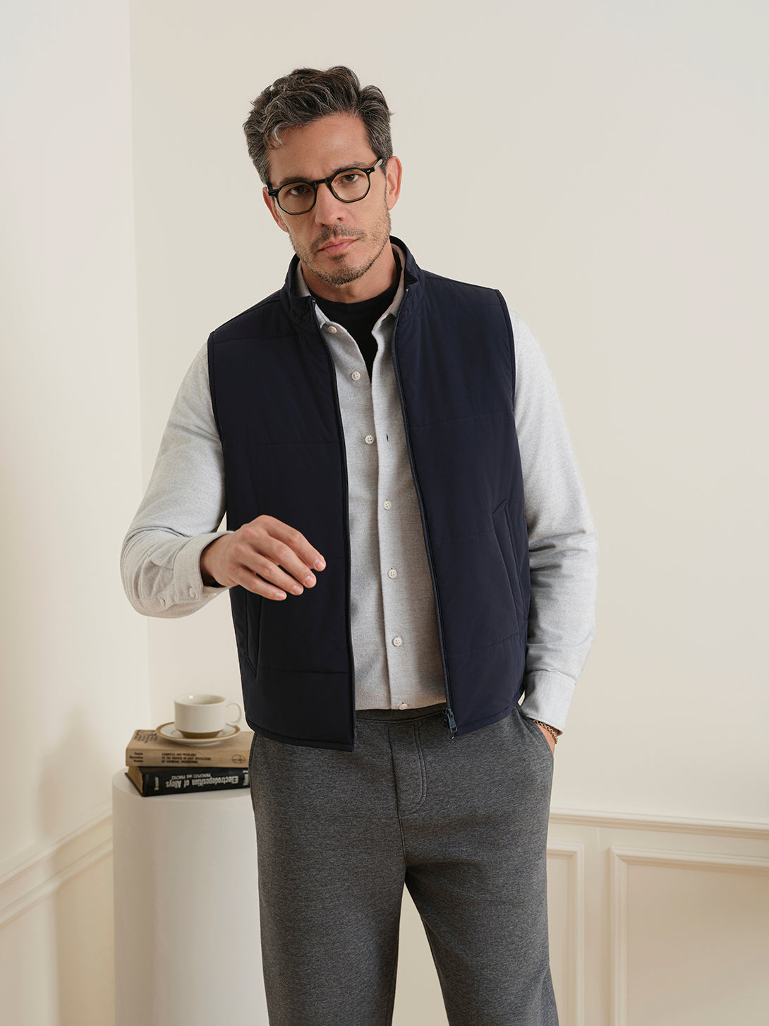 Shadow Navy Vertex Featherweight Vest Mens Lightweight Zip Up Vest Outerwear ONS Clothing