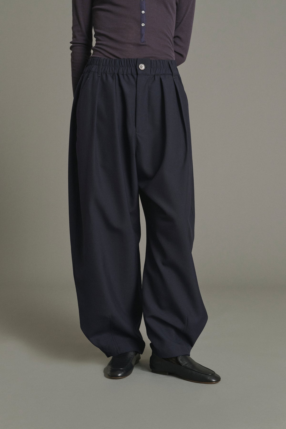 Bleu Nuit Vernon Womens Relaxed Fit Elastic Trouser Pants Soeur