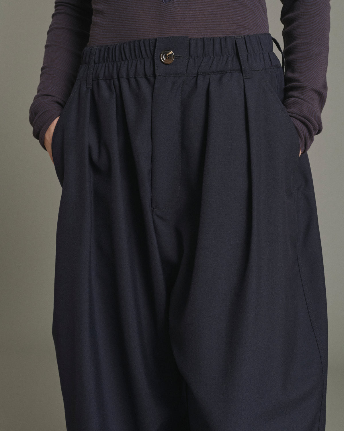 Bleu Nuit Vernon Womens Relaxed Fit Elastic Trouser Pants Soeur