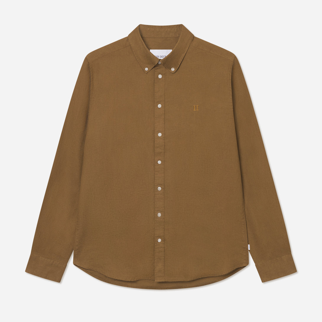 Plant Green Konrad Linen Shirt Les Deux Long Sleeve Linen Shirt