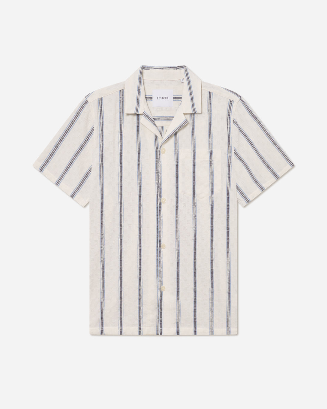 Light Ivory Lukas Check SS Dobby Shirt Les Deux Short Sleeve Camp Collar Shirt