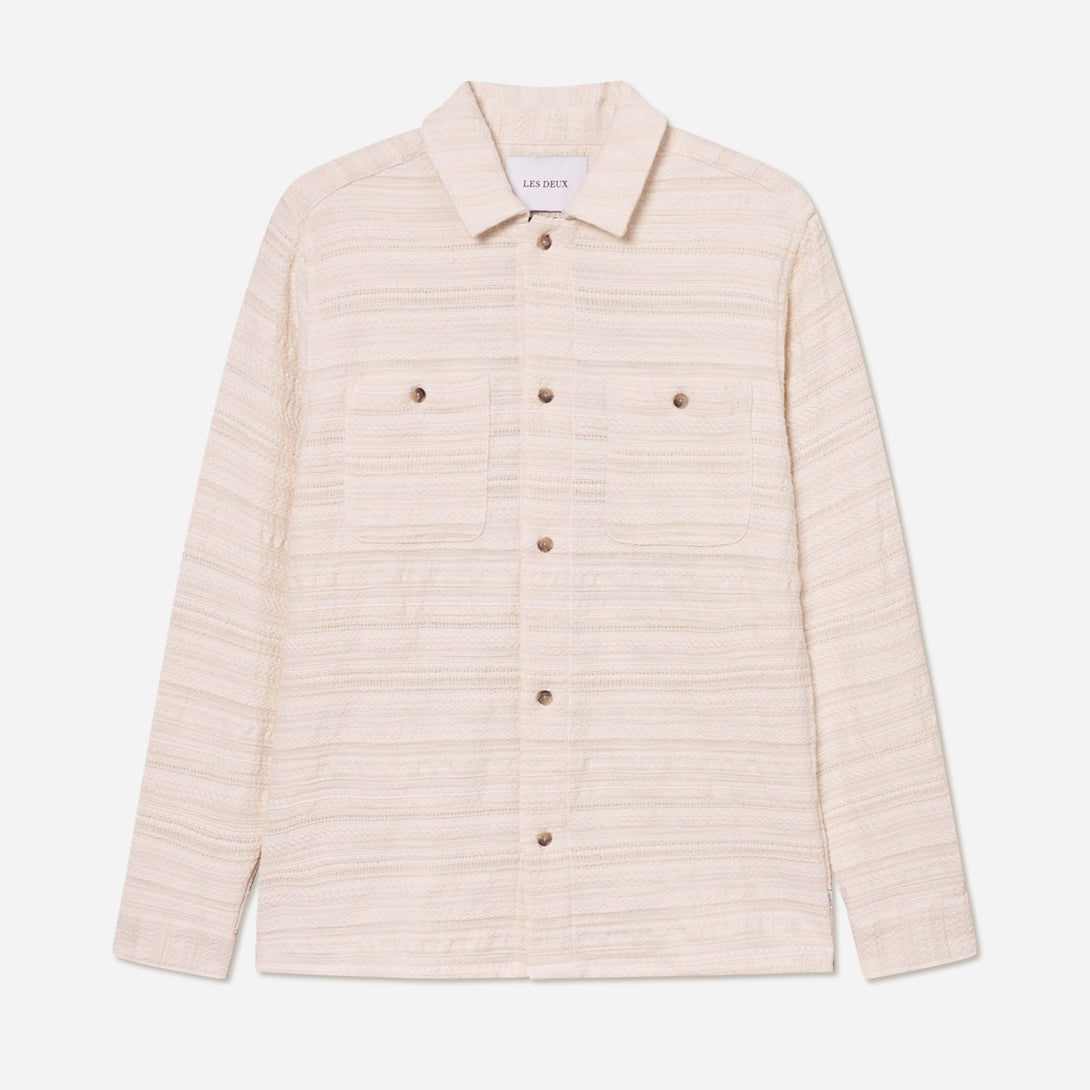Ivory Jonas Structured Stripe Overshirt Mens Collared Overshirt Les Deux