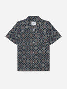 Dark Navy Lukas AOP Tapestry SS Shirt Les Deux Camp Collar Shirt