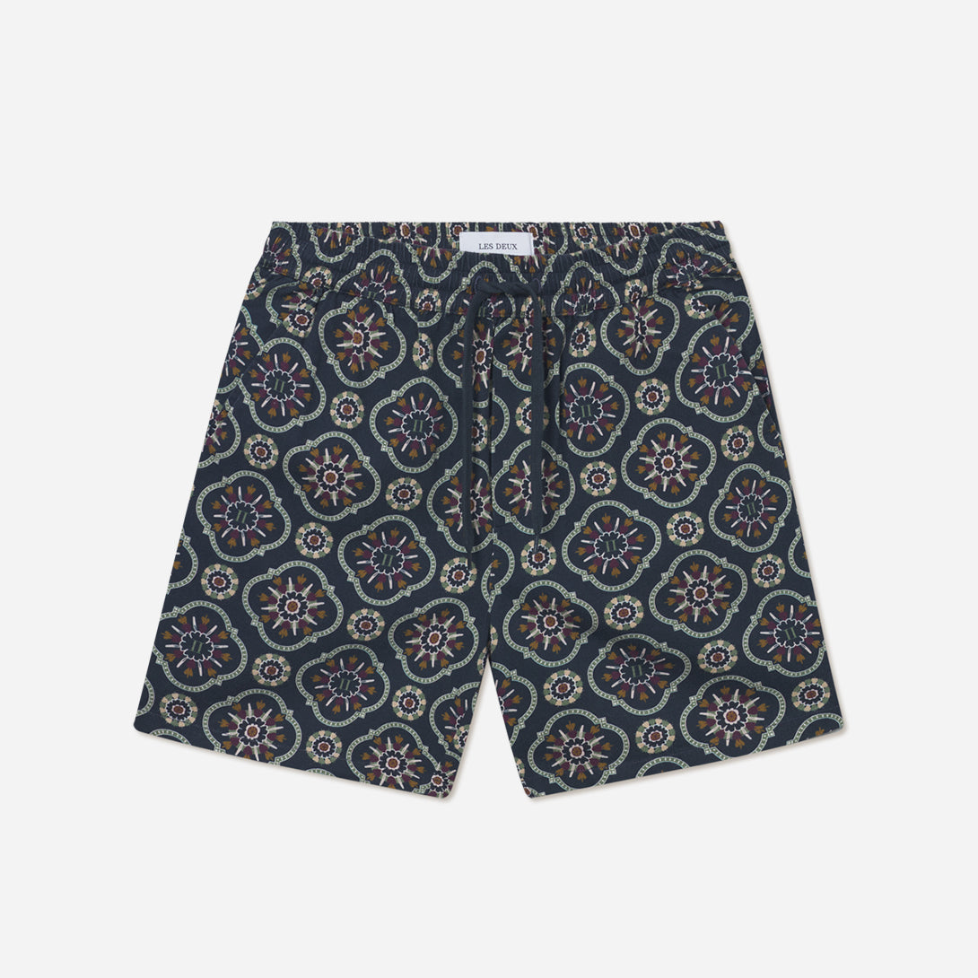 Dark Navy Otto AOP Tapestry Shorts Les Deux Drawstring Shorts