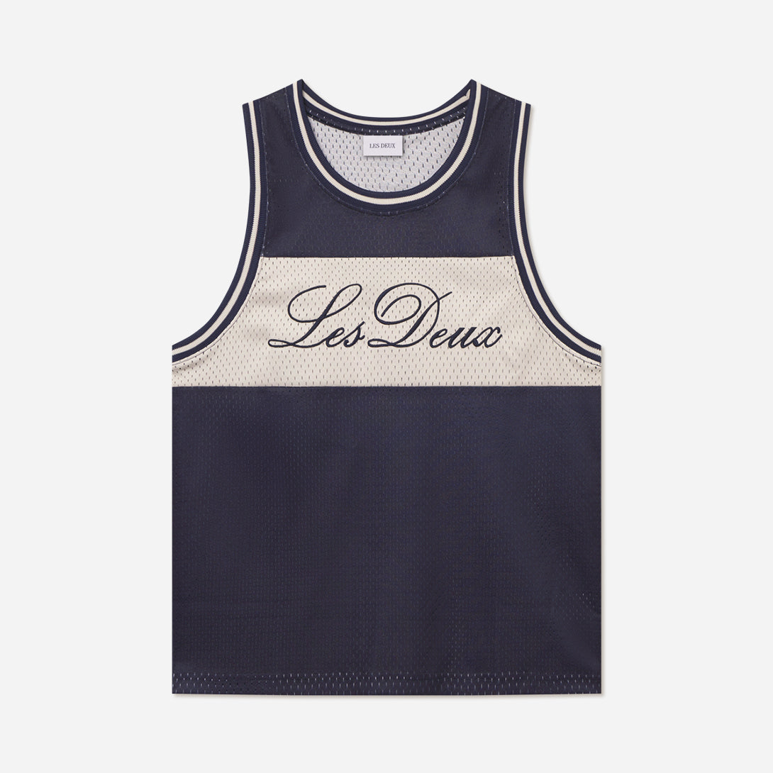 Dark Navy Silas Mesh Tank Les Deux Jersey Tank Top