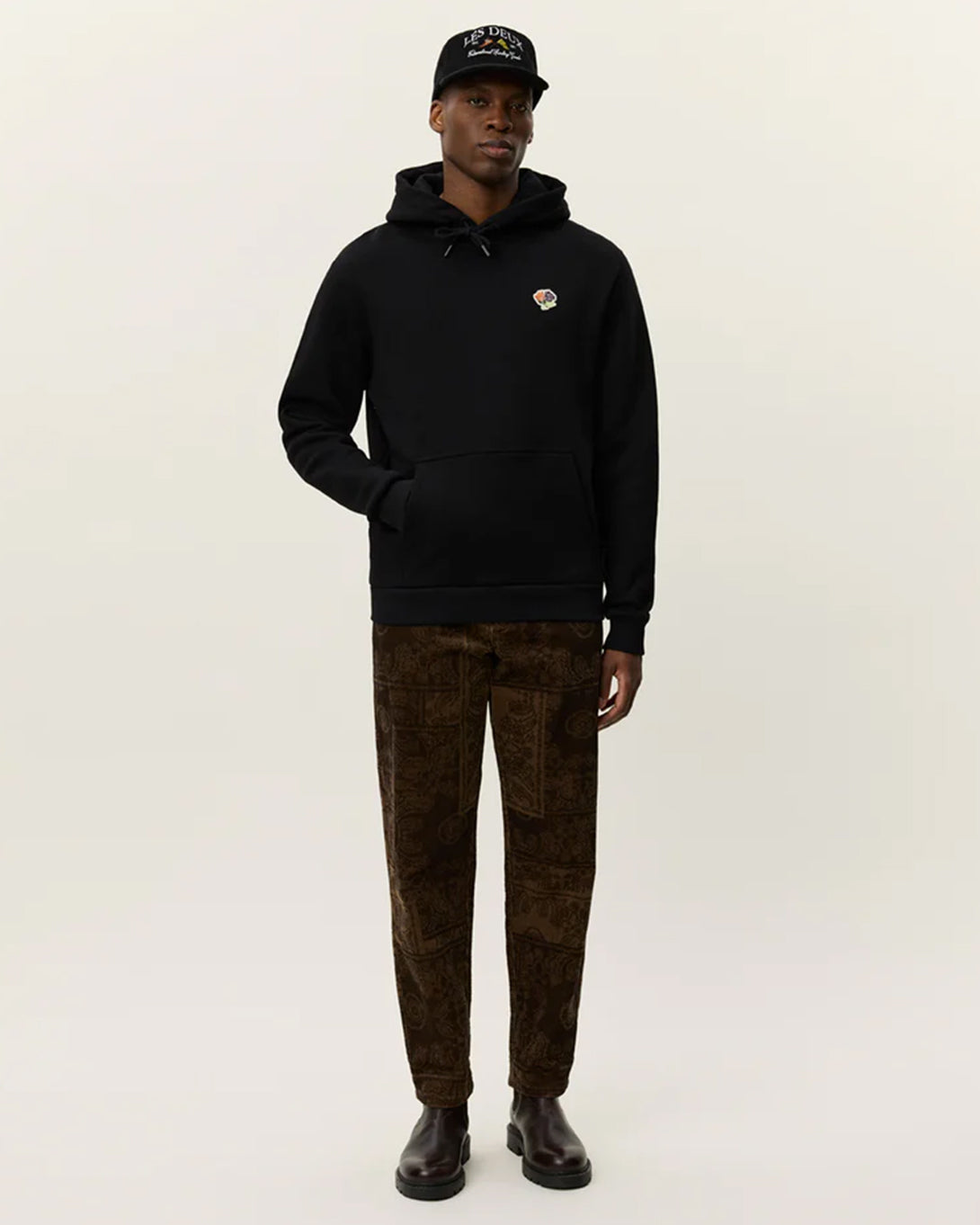 Black Felipe Patch Hoodie Mens Les Deux Hoodie Sweatshirt Embroidered Patch