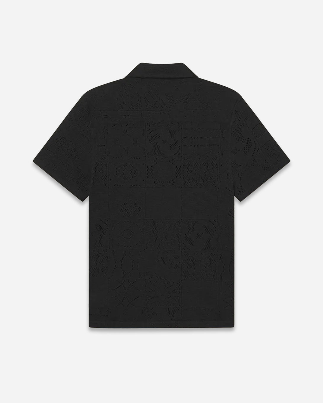 Black Hector Lace SS Shirt Mens Collared Short Sleeve Shirt Les Deux