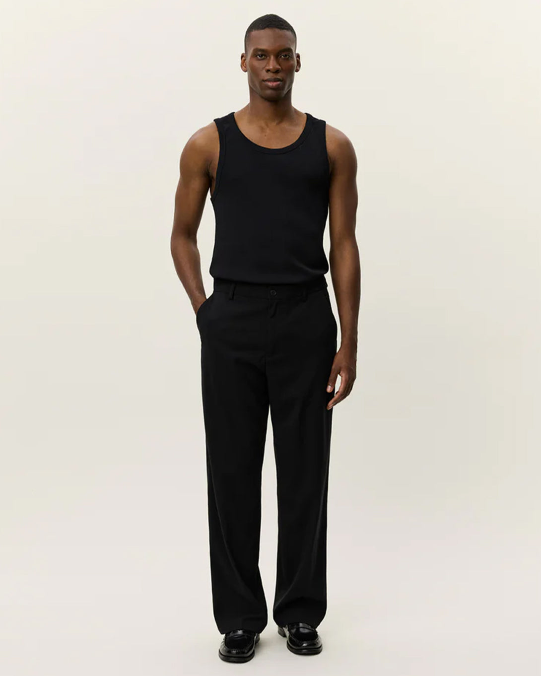 Black Randall Suiting Pants Les Deux Mens Relaxed Fit Straight Trouser