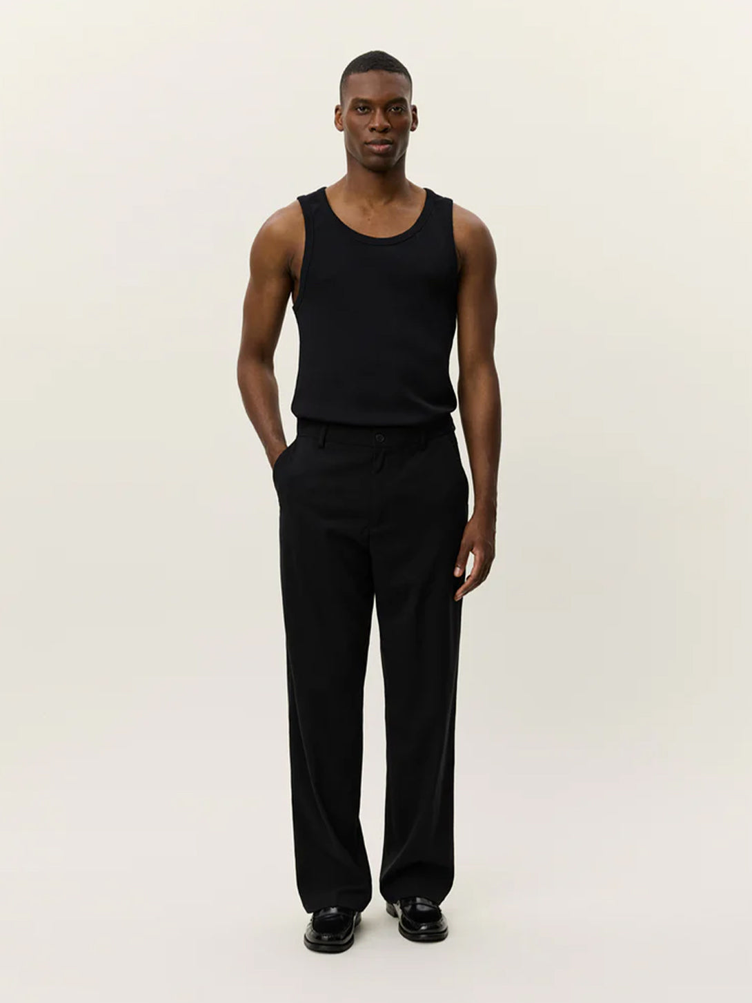 Black Randall Suiting Pants Les Deux Mens Relaxed Fit Straight Trouser