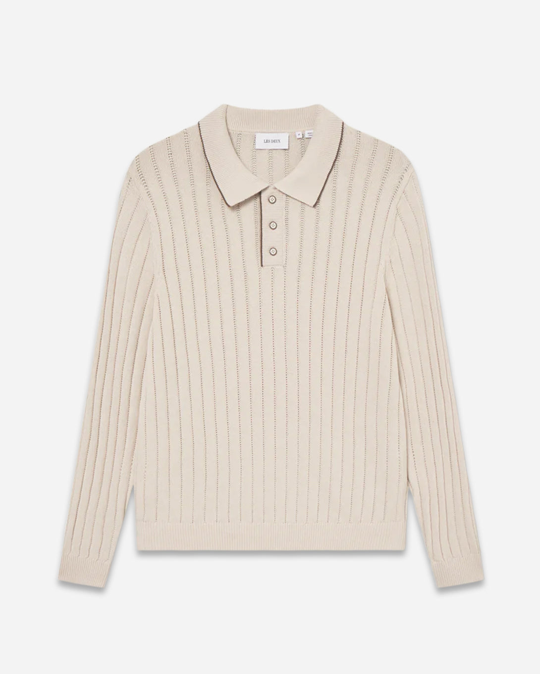 Ivory Bogart Rugby Polo Knit Mens Les Deux Knit Polo Long Sleeve Shirt