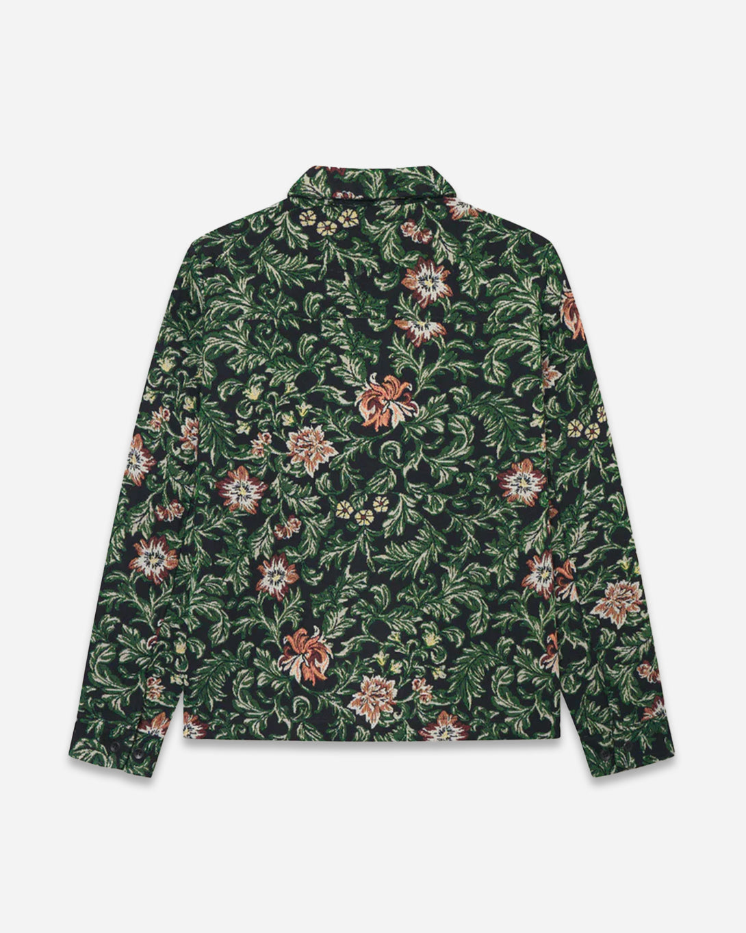 Black Jaiden Flower Jacquard Overshirt Les Deux Mens Collared Overshirt Floral Pattern