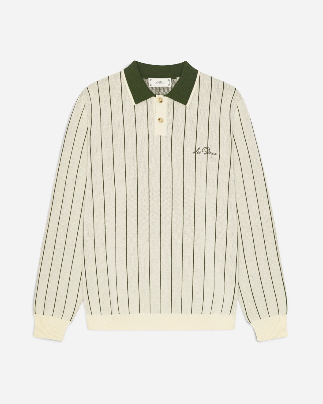 Ivory Signature Knitted LS Polo Mens Les Deux Long Sleeve Knit Polo