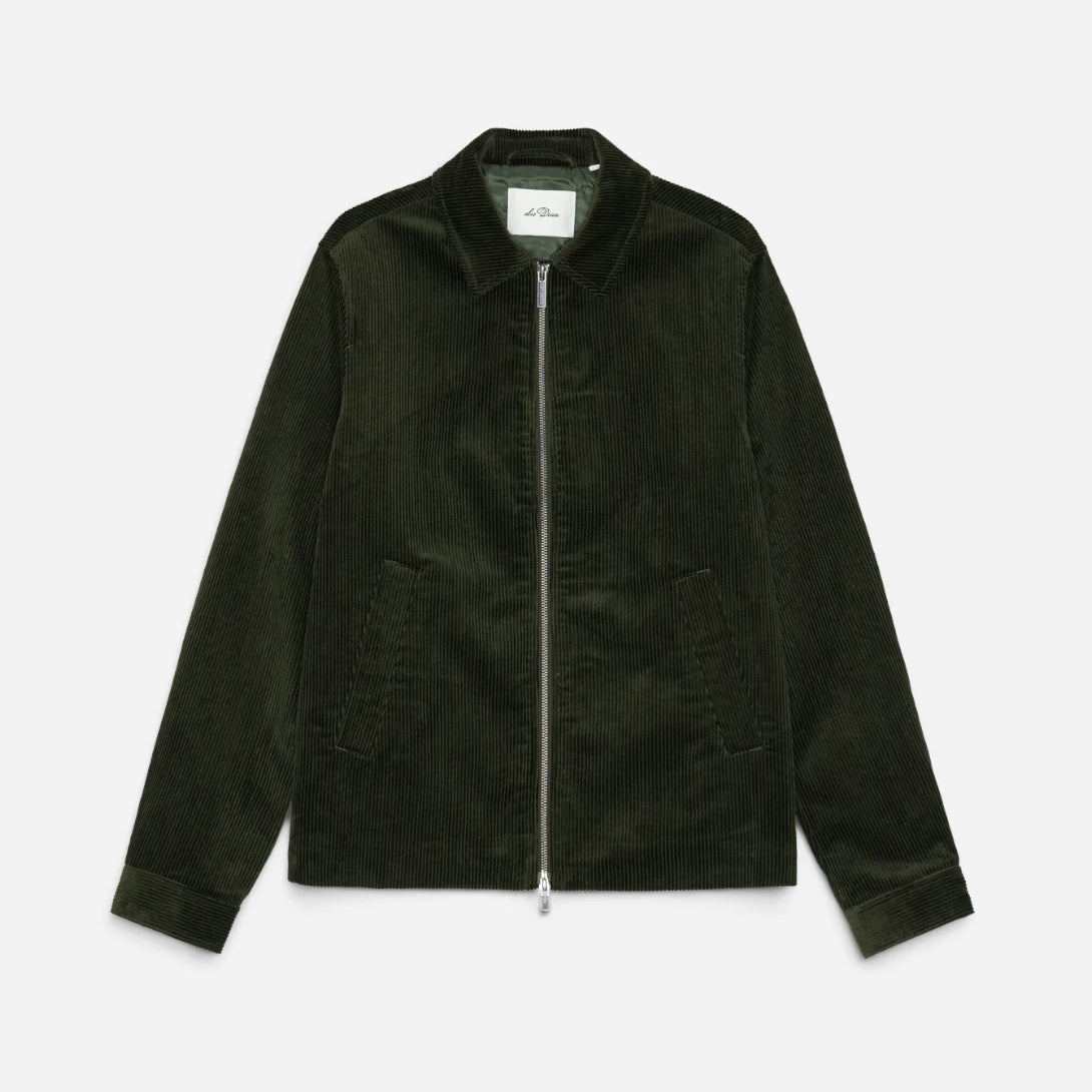 Rosin Green Corduroy Zipper Coach Jacket Mens Corduroy Zip Up Jacket Les Deux