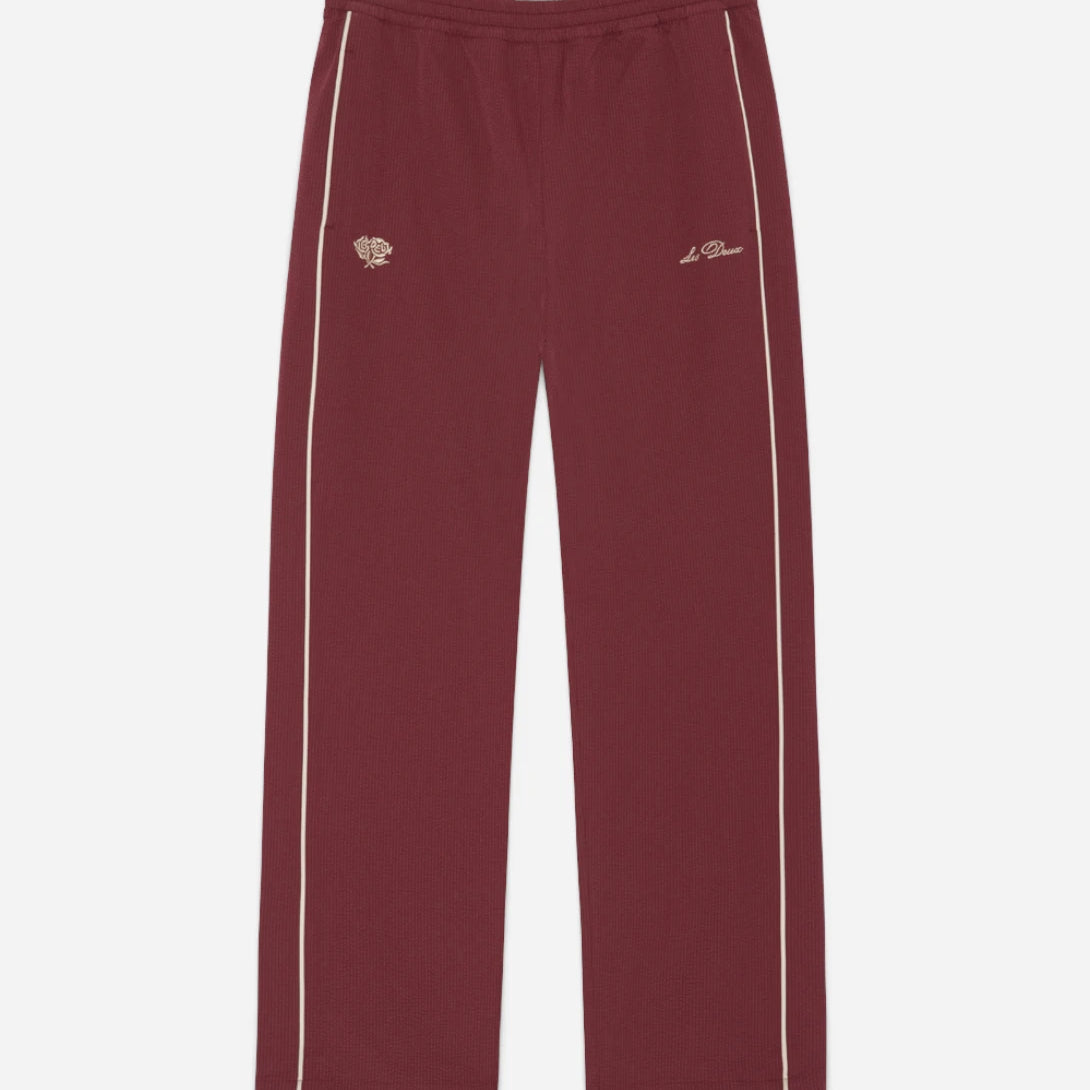 Chocolate Truffle Red Seersucker Track Pants Mens Loungewera Pants Les Deux