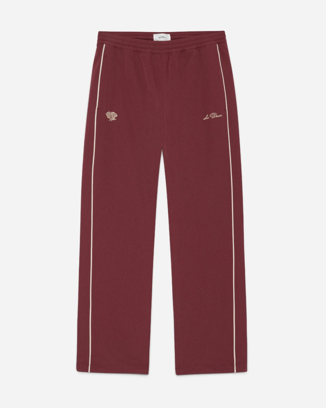 Chocolate Truffle Red Seersucker Track Pants Mens Loungewera Pants Les Deux