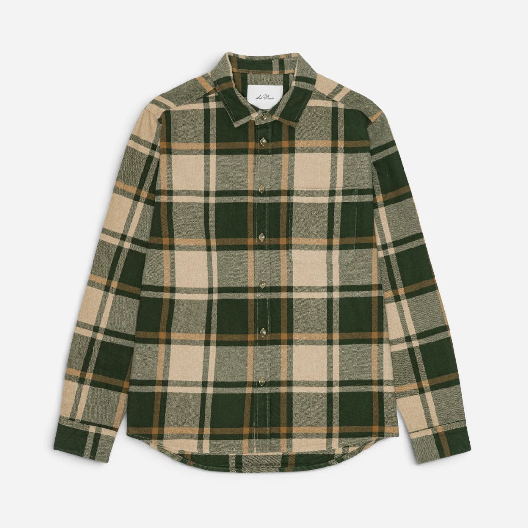 Rosin Green Check Flannel Shirt Mens Les Deux Flannel Woven Shirt