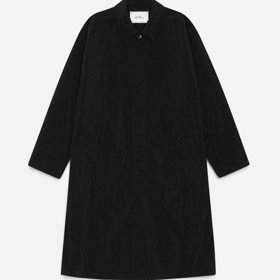 Black Shiny Coat Mens Long Coat Les Deux
