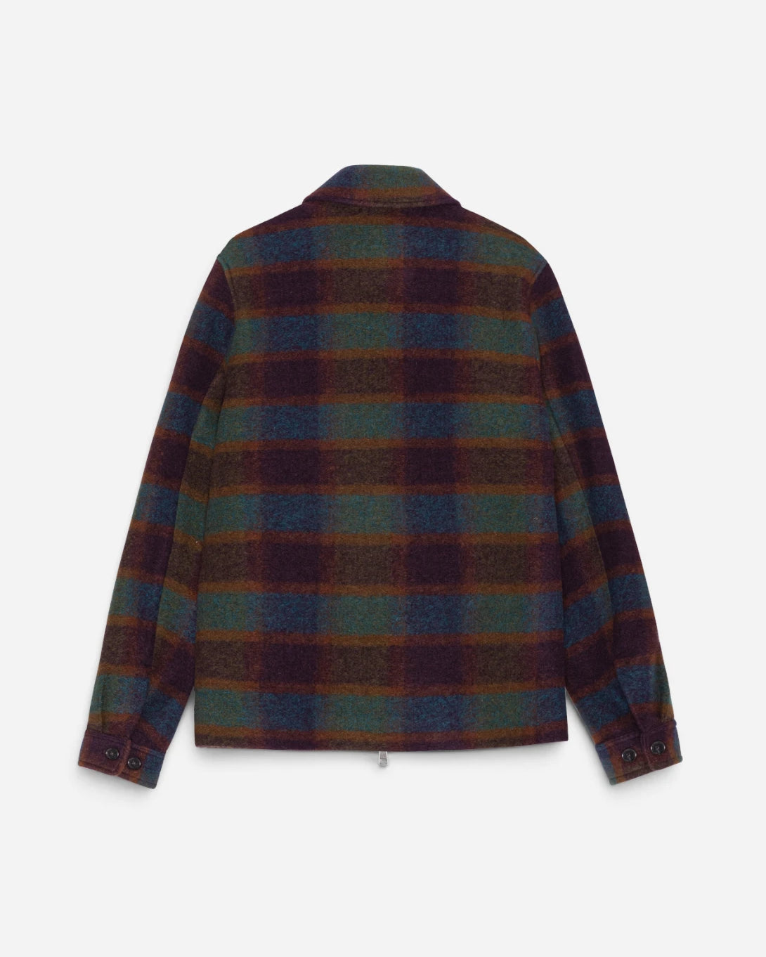 Rosin Green Check Wool Zipper Coach Jacket Striped Zip Up Wool Jacket Les Deux