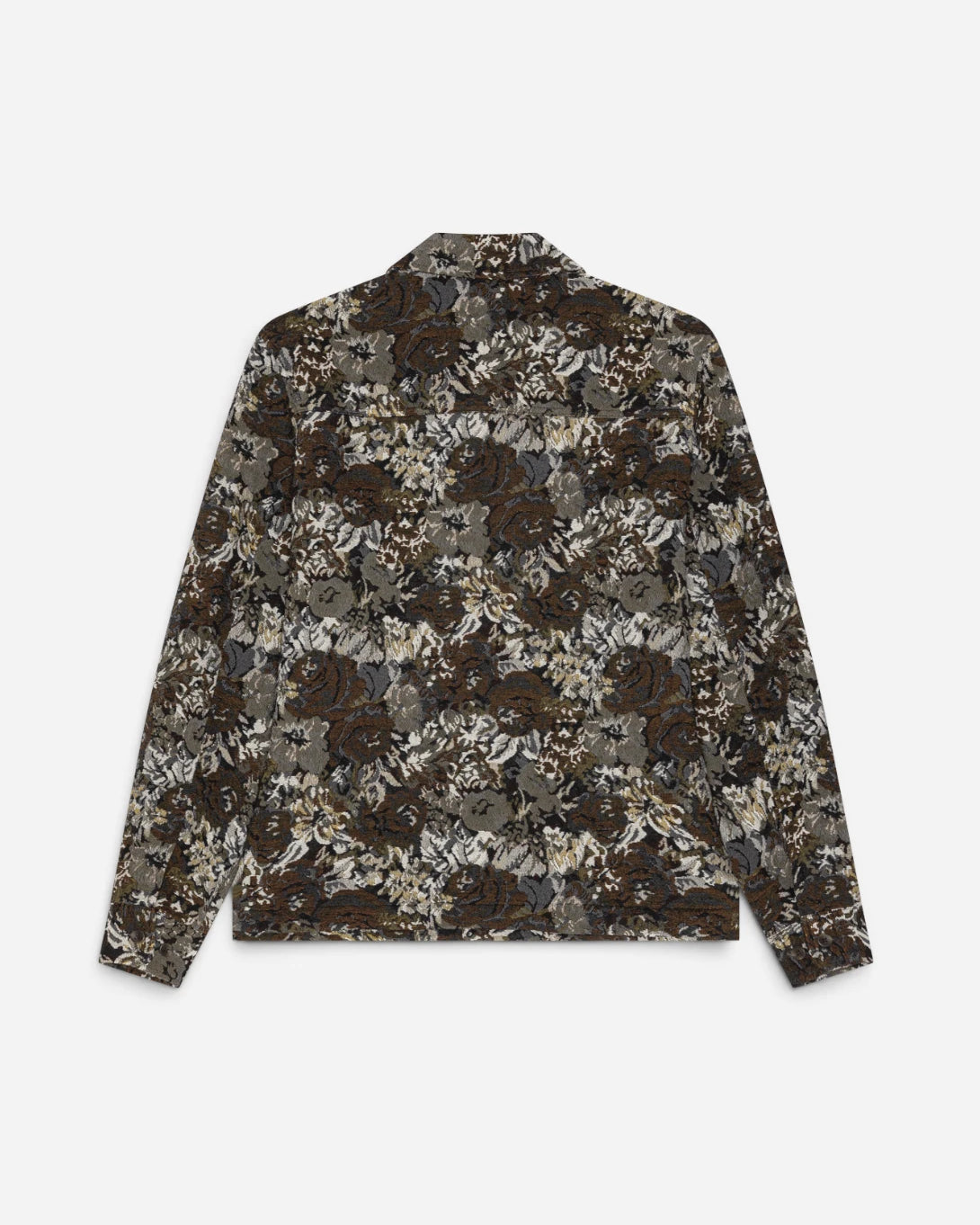 Dark Sand Rose Jacquard Overshirt Mens Overshirt Jacket Zip Up Les Deux Outerwear