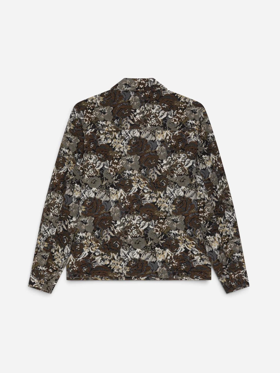 Dark Sand Rose Jacquard Overshirt Mens Overshirt Jacket Zip Up Les Deux Outerwear
