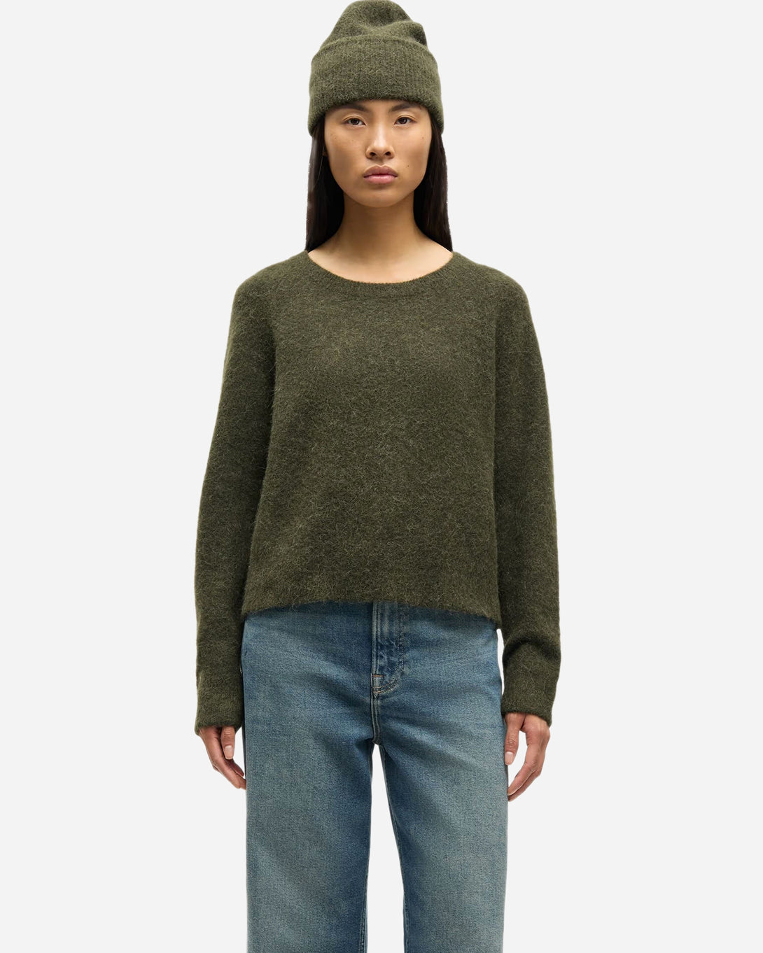 Deep Forest Nor O N Short Womens Light Crewneck Sweater Samsoe Samsoe