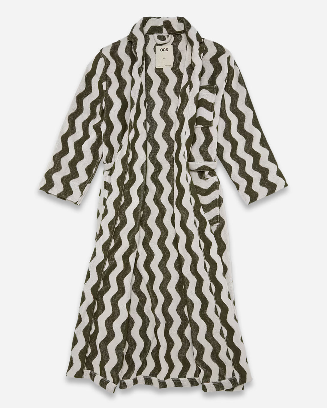 Green Stripe Forest Waver Long Robe Unisex OAS Robe Cotton Stripe Pattern