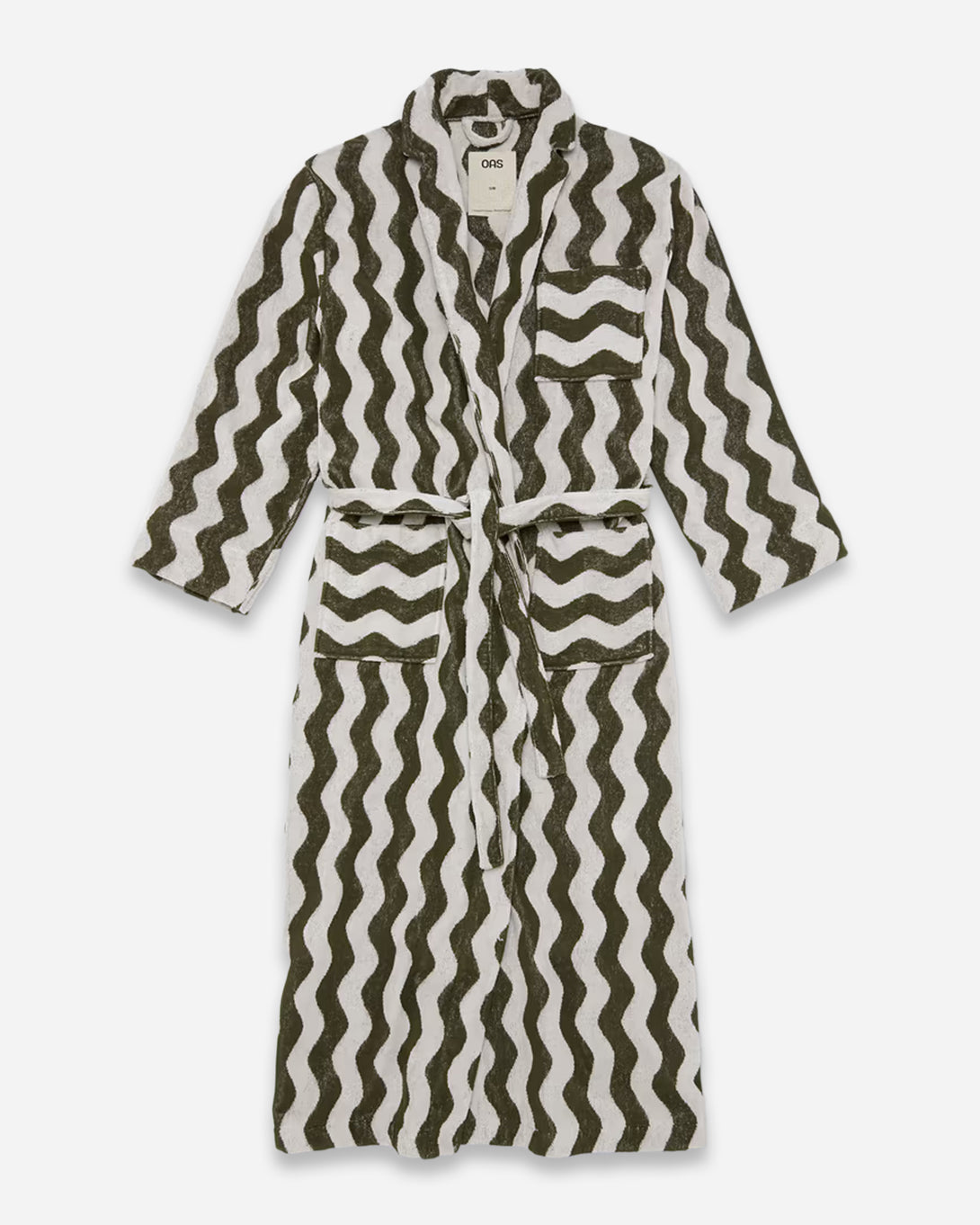 Green Stripe Forest Waver Long Robe Unisex OAS Robe Cotton Stripe Pattern