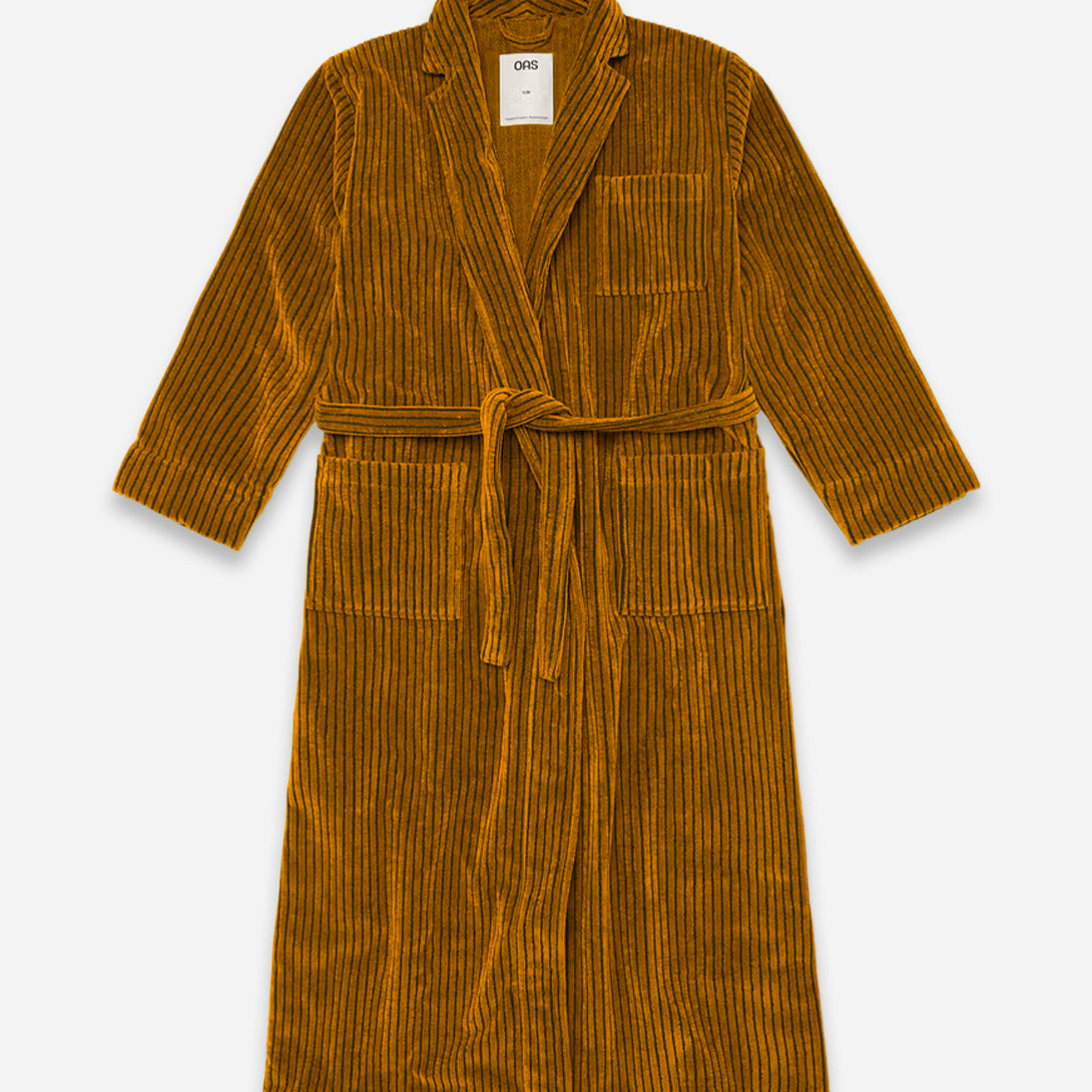Gold Santiago Striped Velour Long Robe OAS Unisex Robe