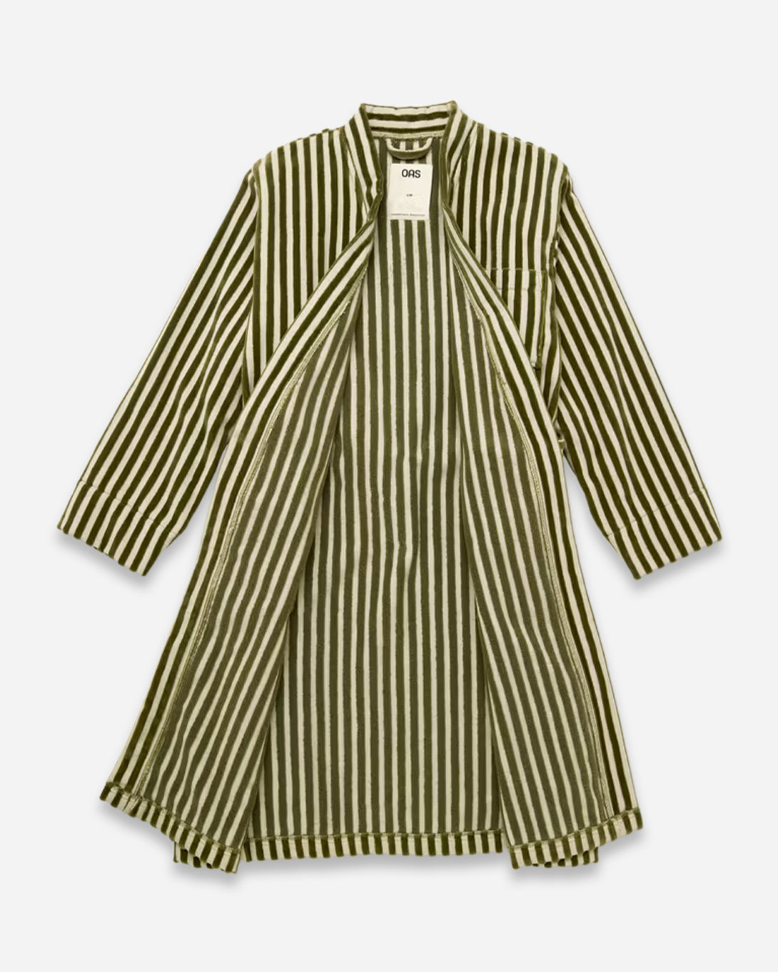 Green Stripe Korto Robe Unisex Striped Green OAS Robe