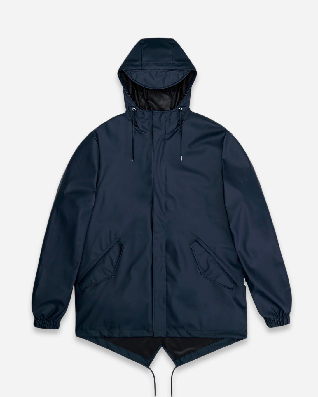 Navy Fishtail Jacket Light Shell Outerwear Hooded Zip Up Rains