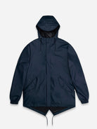 Navy Fishtail Jacket Light Shell Outerwear Hooded Zip Up Rains