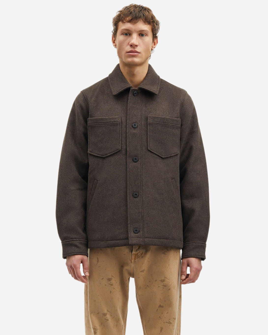 Chocolate Torte Pally Shirt Jacket Samsoe Samsoe Mens Heavy Overshirt Brown