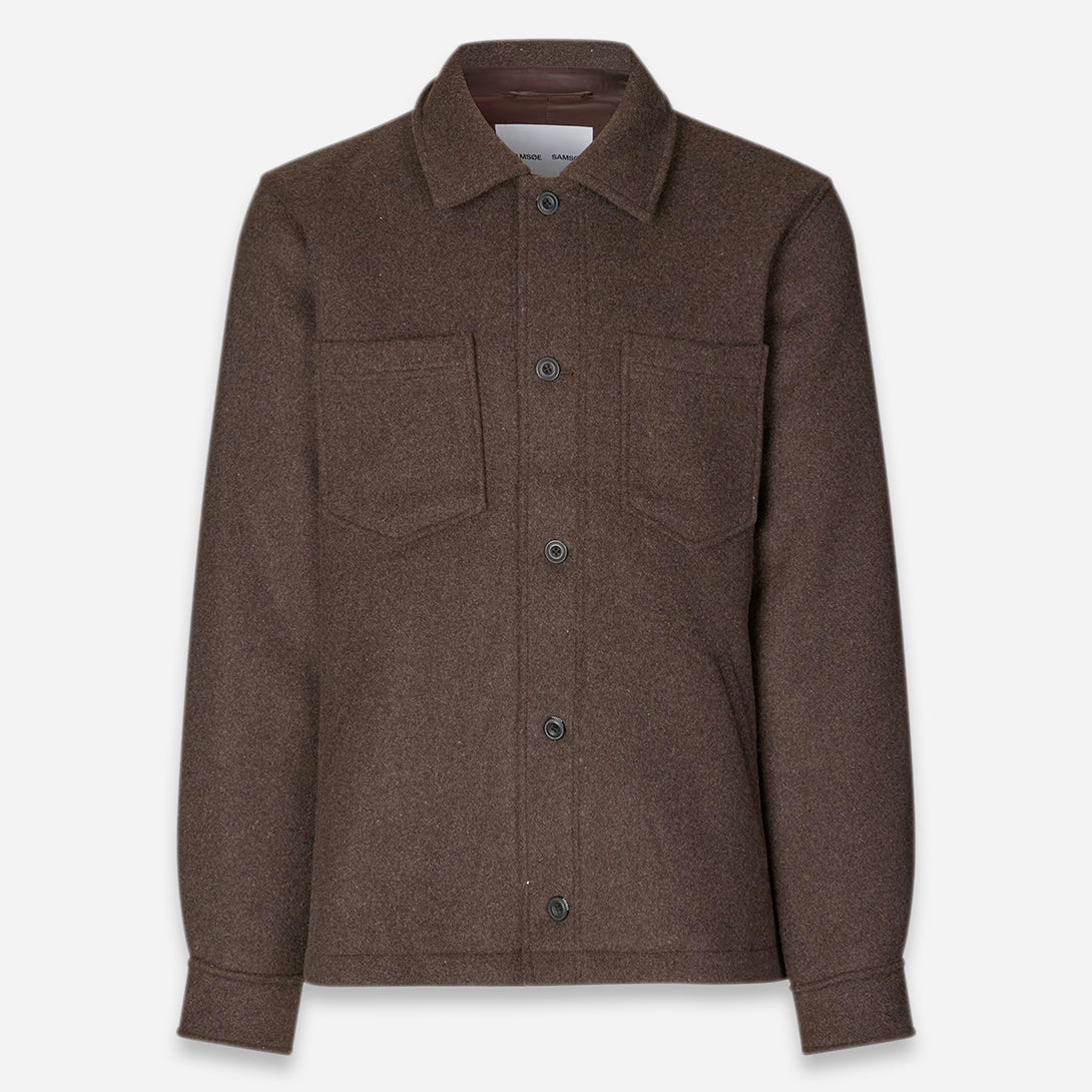 Chocolate Torte Pally Shirt Jacket Samsoe Samsoe Mens Heavy Overshirt Brown