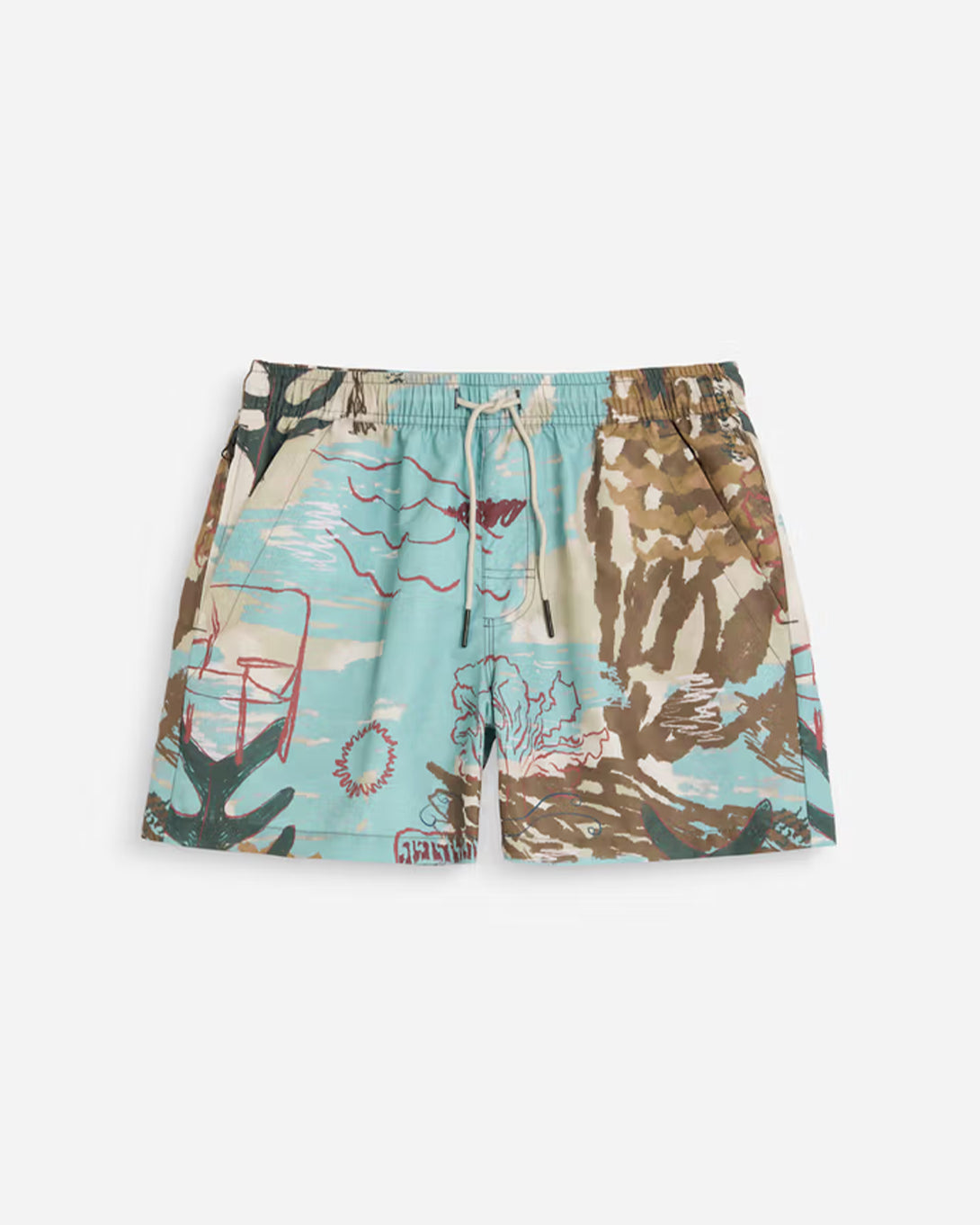 Montara Swim Shorts OAS Mens Floral Design Summer Swim Trunks