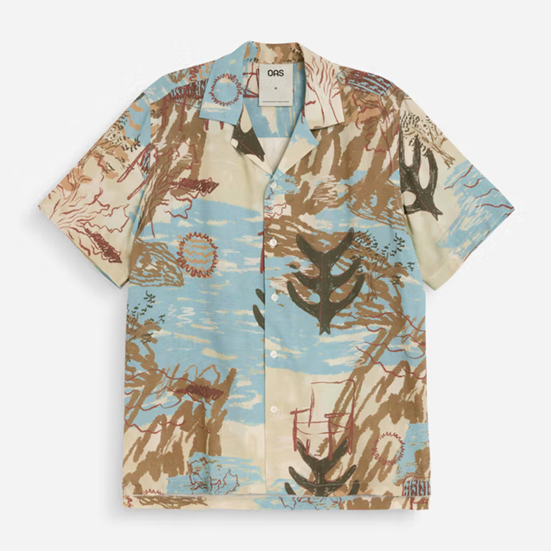 Montara Rocco Shirt Mens Camp Collar Lyocell Pattern Shirt OAS