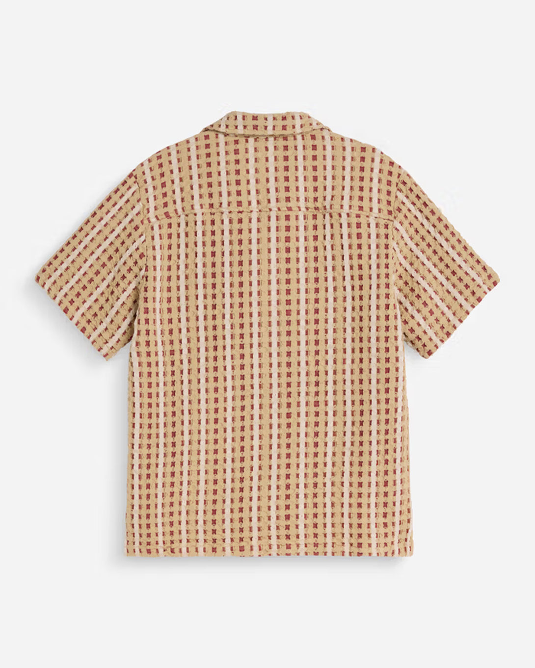 Lano Cuba Shirt Mens Camp Collar Pattern Short Sleeve Shirt Linen OAS