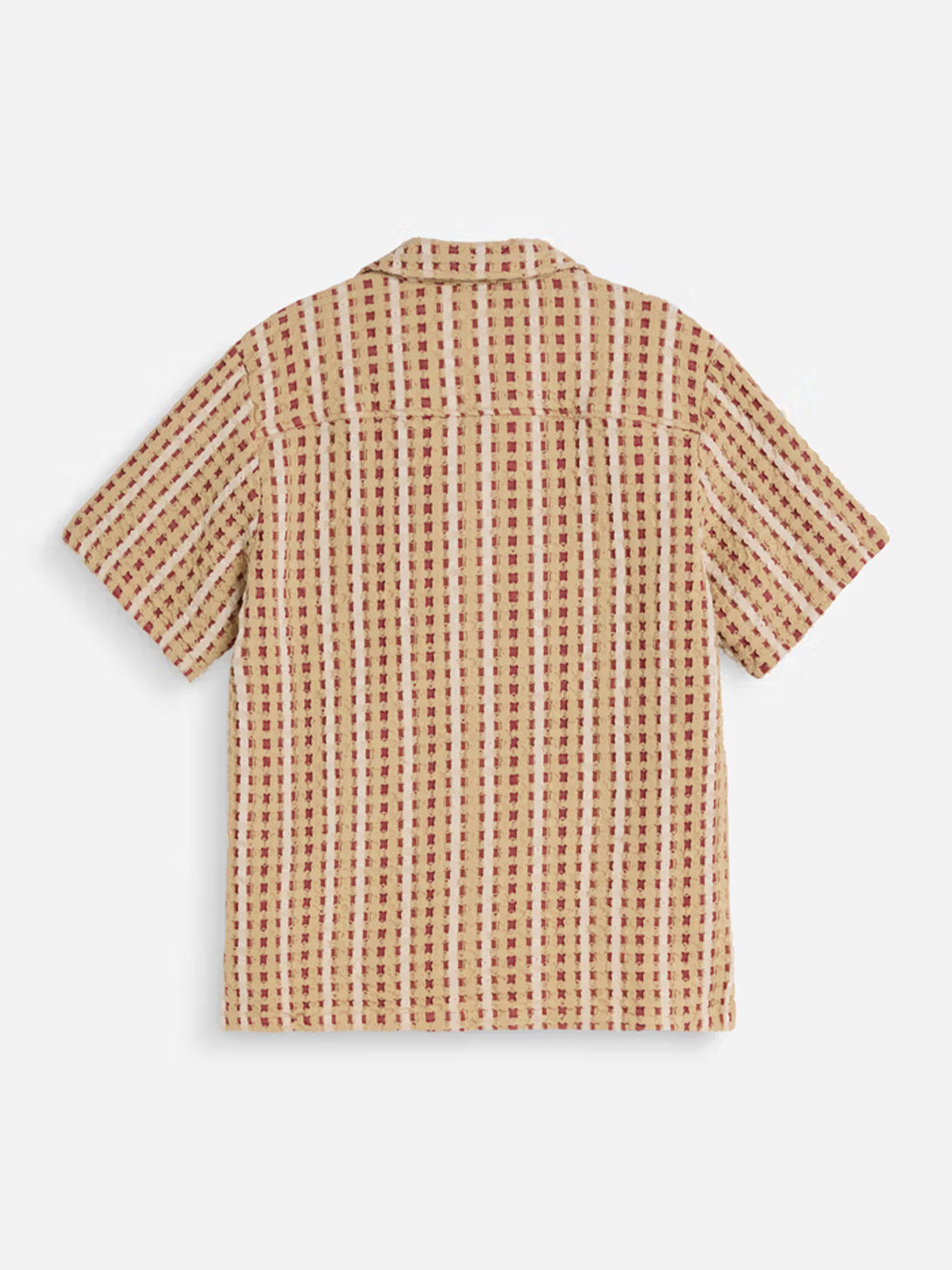 Lano Cuba Shirt Mens Camp Collar Pattern Short Sleeve Shirt Linen OAS