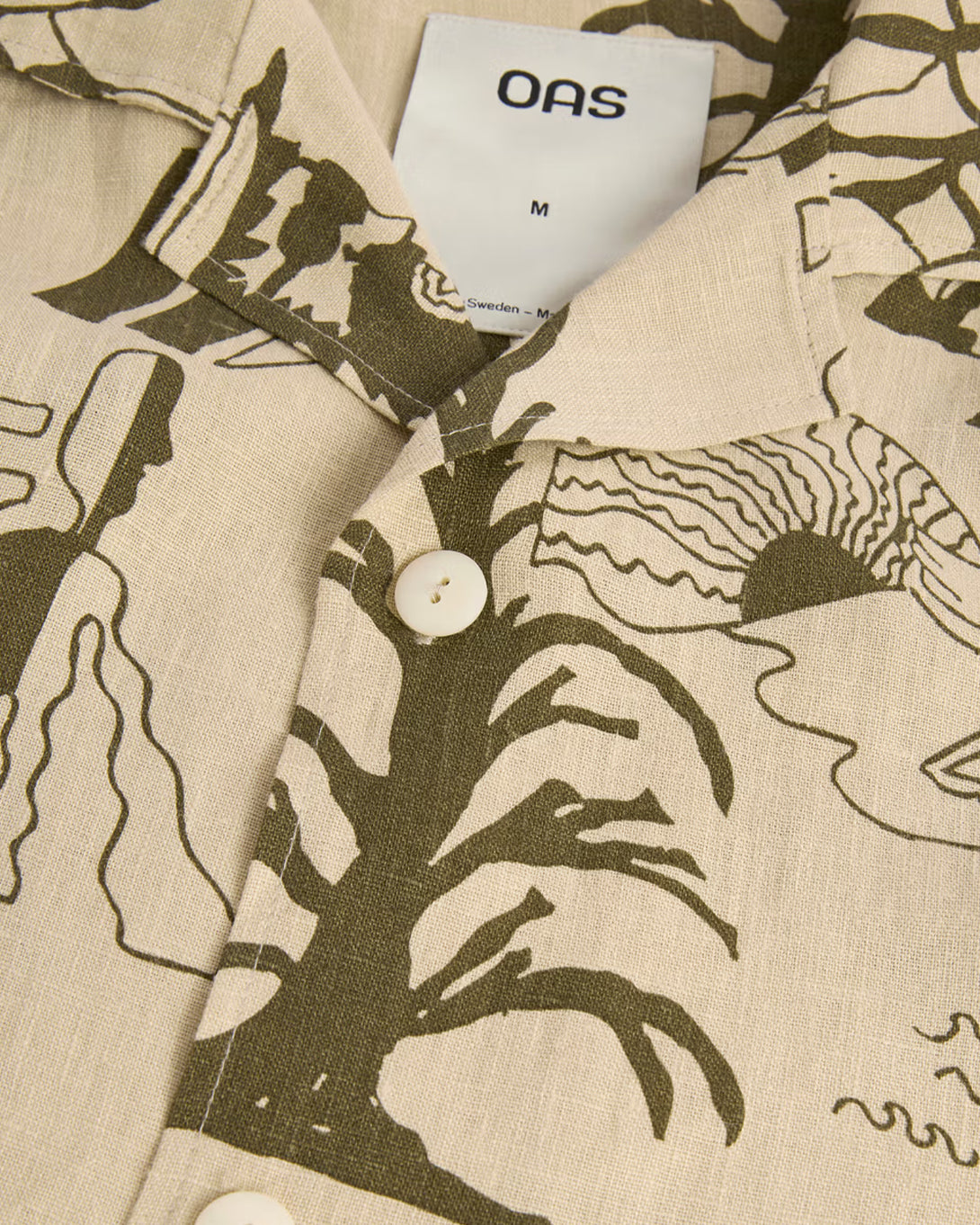 Poplan Cuba Shirt Mens Camp Collar Pattern Short Sleeve Shirt Linen OAS