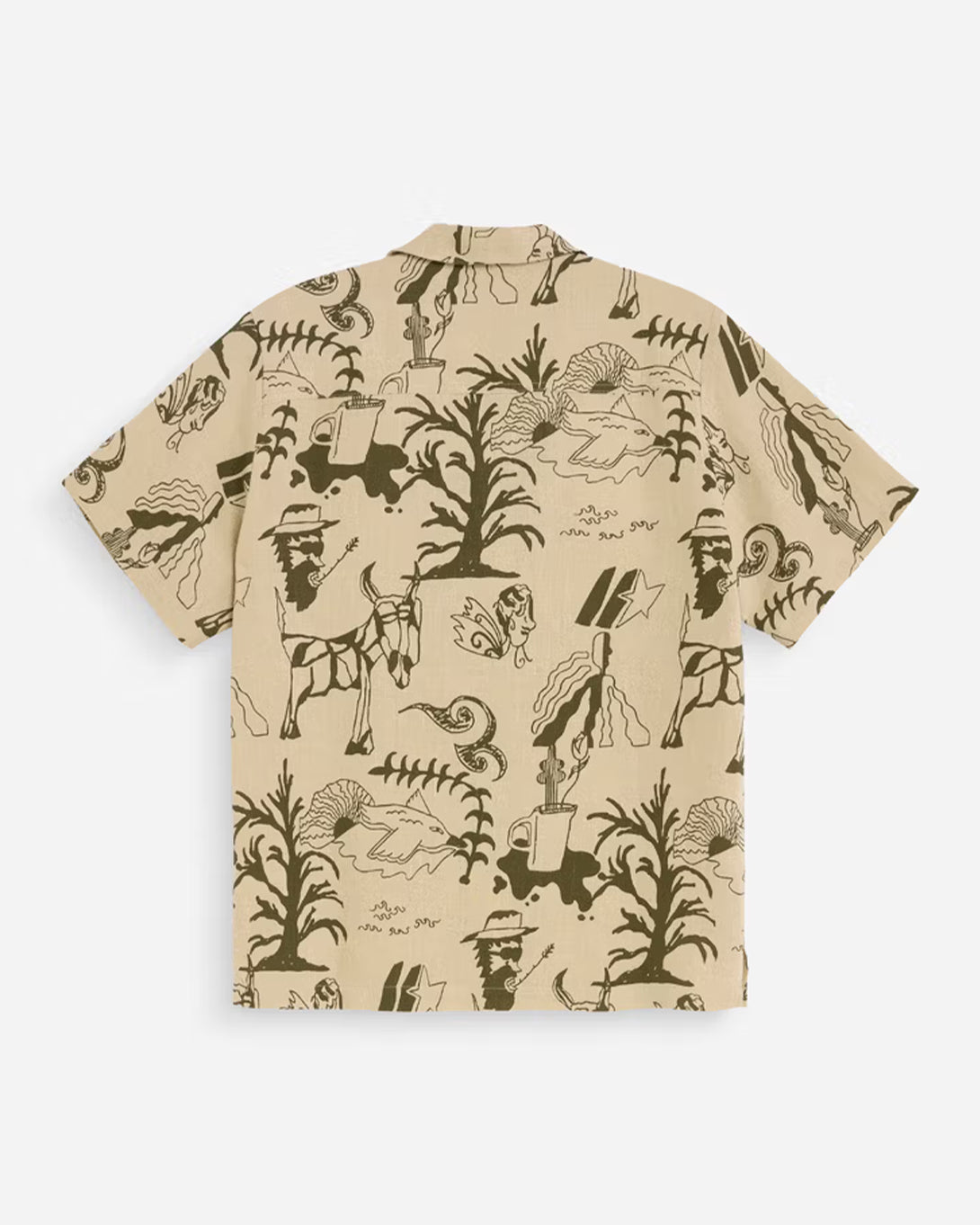 Poplan Cuba Shirt Mens Camp Collar Pattern Short Sleeve Shirt Linen OAS