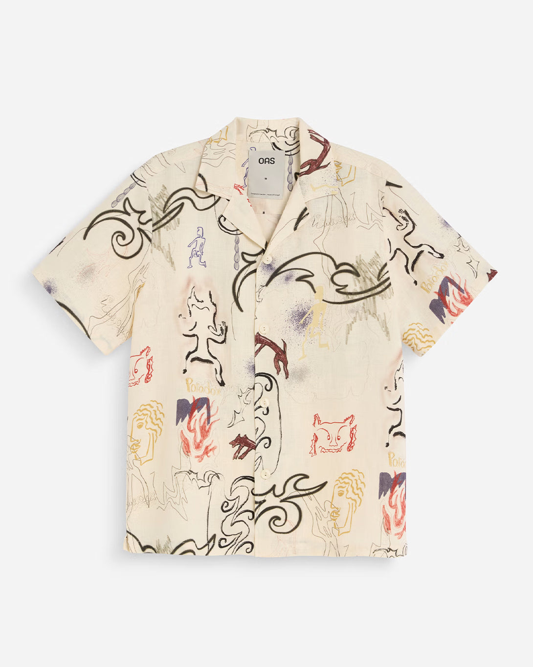 Paradox Cuba Shirt Mens Camp Collar Pattern Short Sleeve Shirt Linen OAS