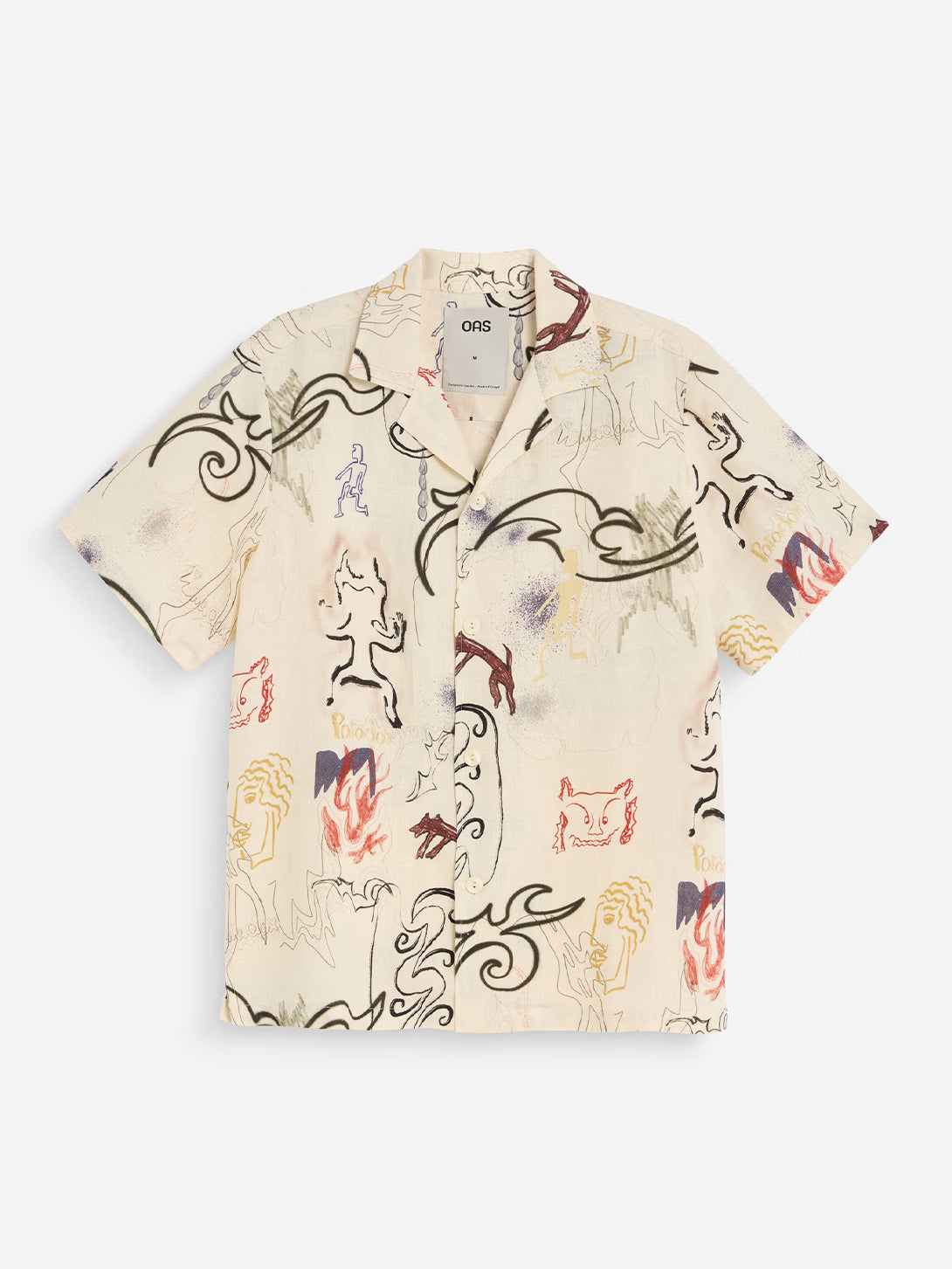 Paradox Cuba Shirt Mens Camp Collar Pattern Short Sleeve Shirt Linen OAS