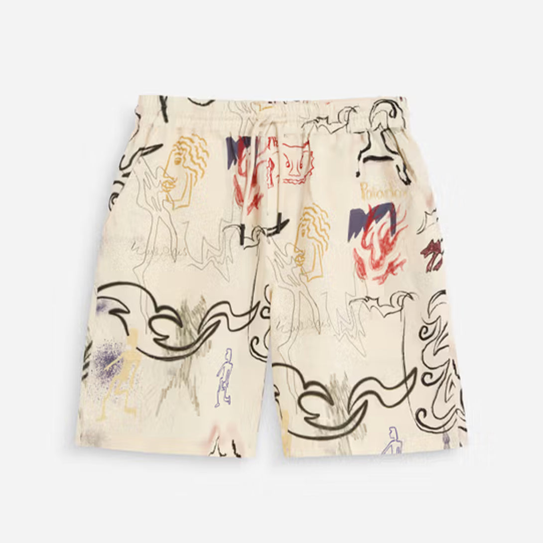 Lt Multi Nicola Shorts Mens Drawstring Linen Pattern Shorts OAS