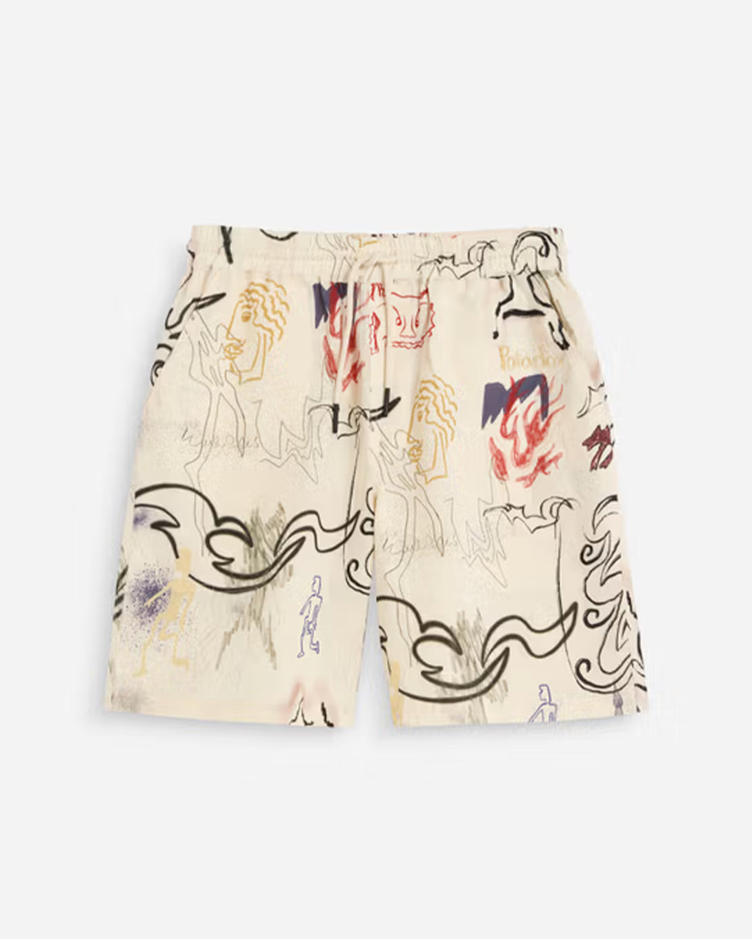 Lt Multi Nicola Shorts Mens Drawstring Linen Pattern Shorts OAS