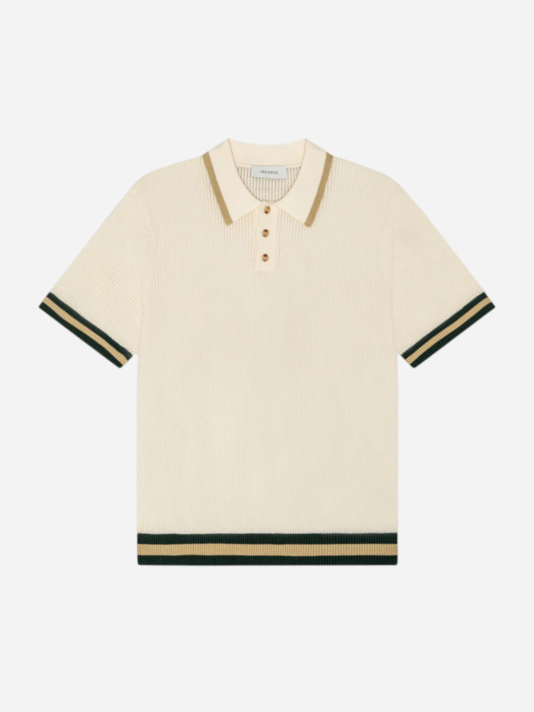 Eggnog White Lace Knitted Polo Les Deux Mens