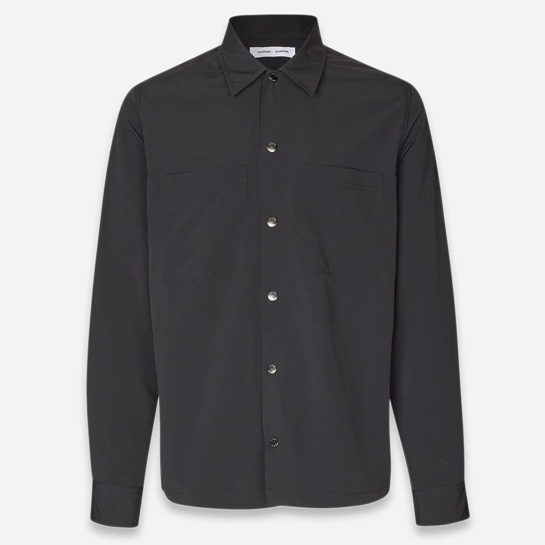 Black Sataka Jo Overshirt Samsoe Samsoe Mens Overshirt Button Up Collared Shirt