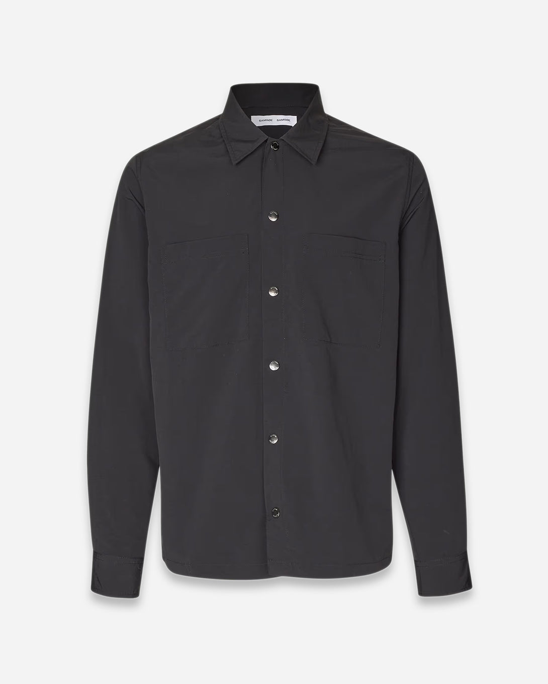 Black Sataka Jo Overshirt Samsoe Samsoe Mens Overshirt Button Up Collared Shirt