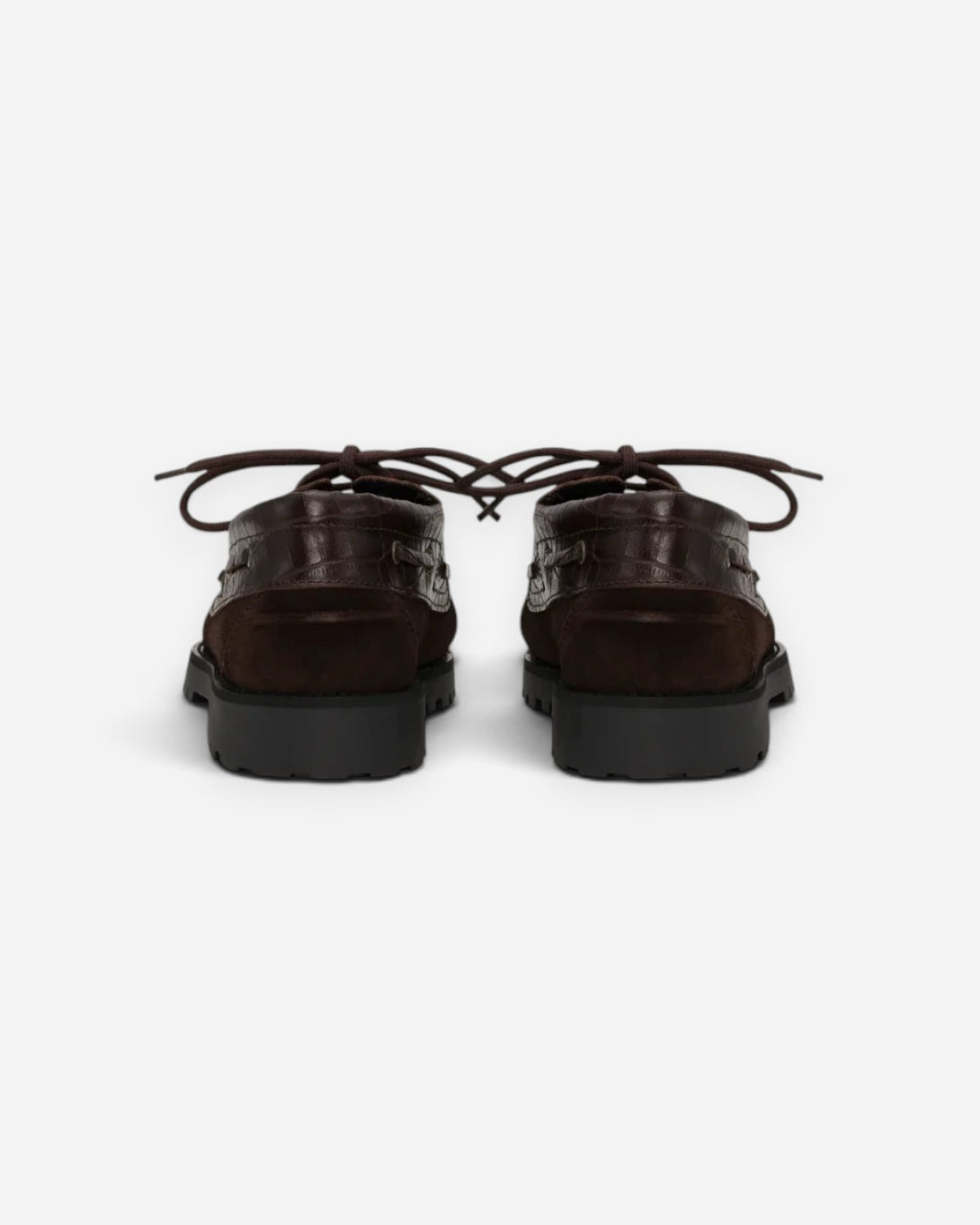 Mole Brown Croco Mix Boatshoe Mens Boatshoe Flat Les Deux