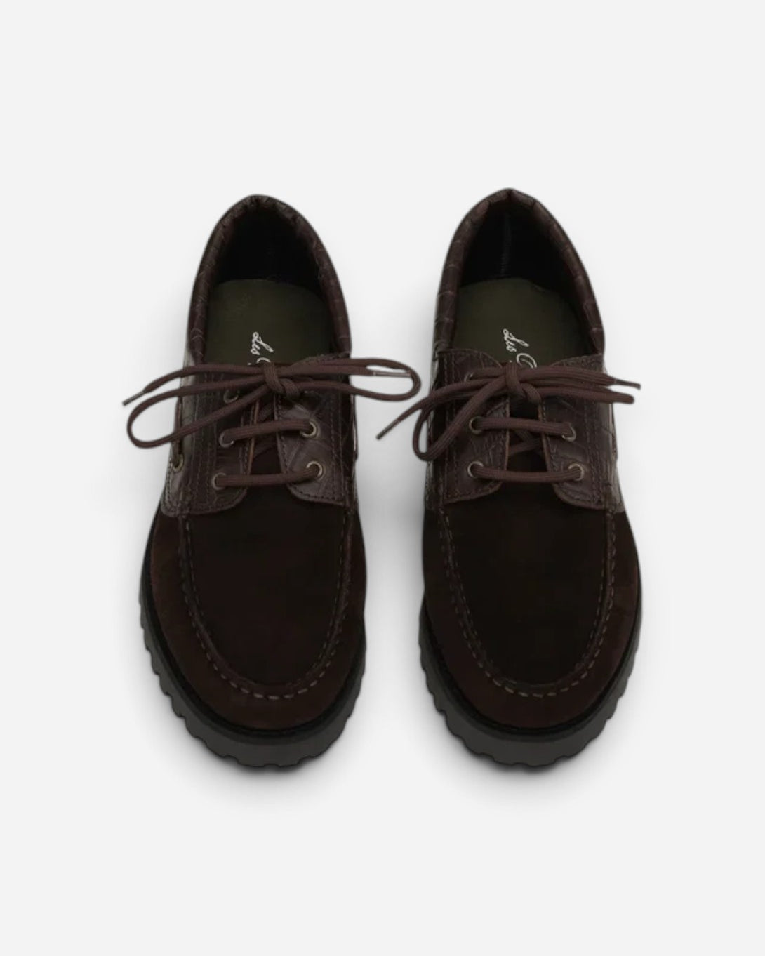 Mole Brown Croco Mix Boatshoe Mens Boatshoe Flat Les Deux